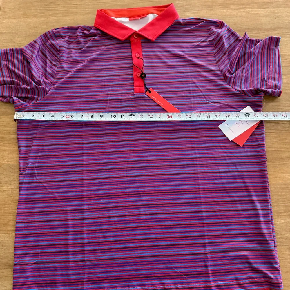 REDVANLY Mens XXL Archer Polo Shirt‎ Rio Striped Short Sleeve Active Wear NWT